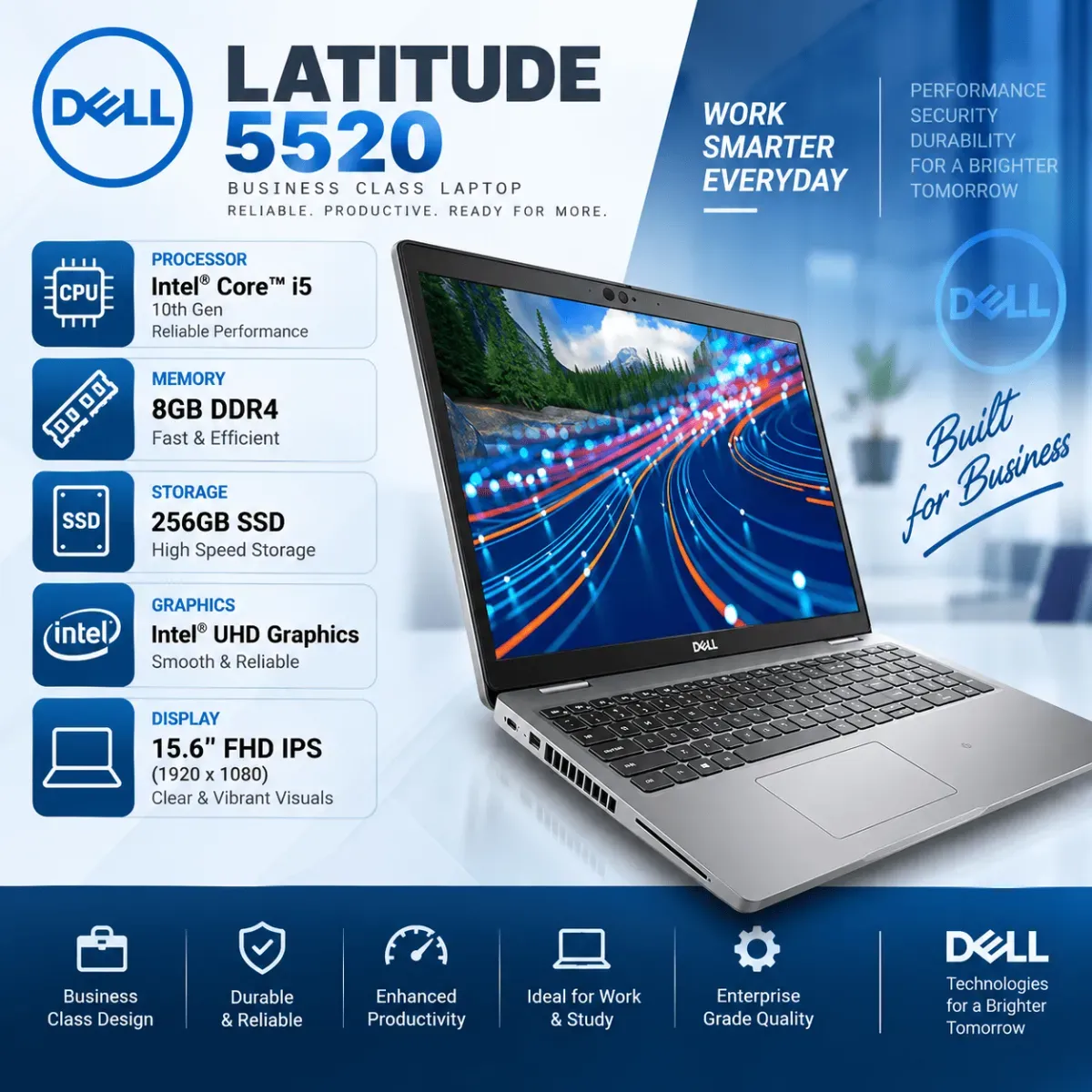 Dell 5520 Core i5 11th RAM 8GB SSD 256GB Intel 15.6" FHD IPS