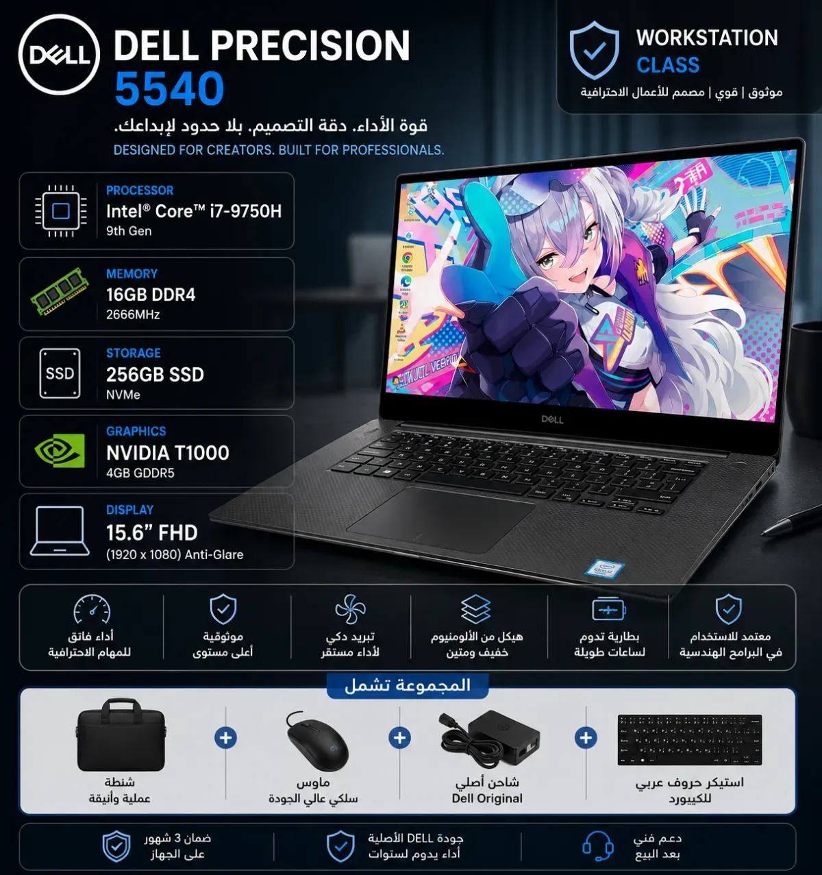Dell Precision 5540 Core i7 9H RAM 16GB SSD 512GB NVIDIA 4GB 15.6"