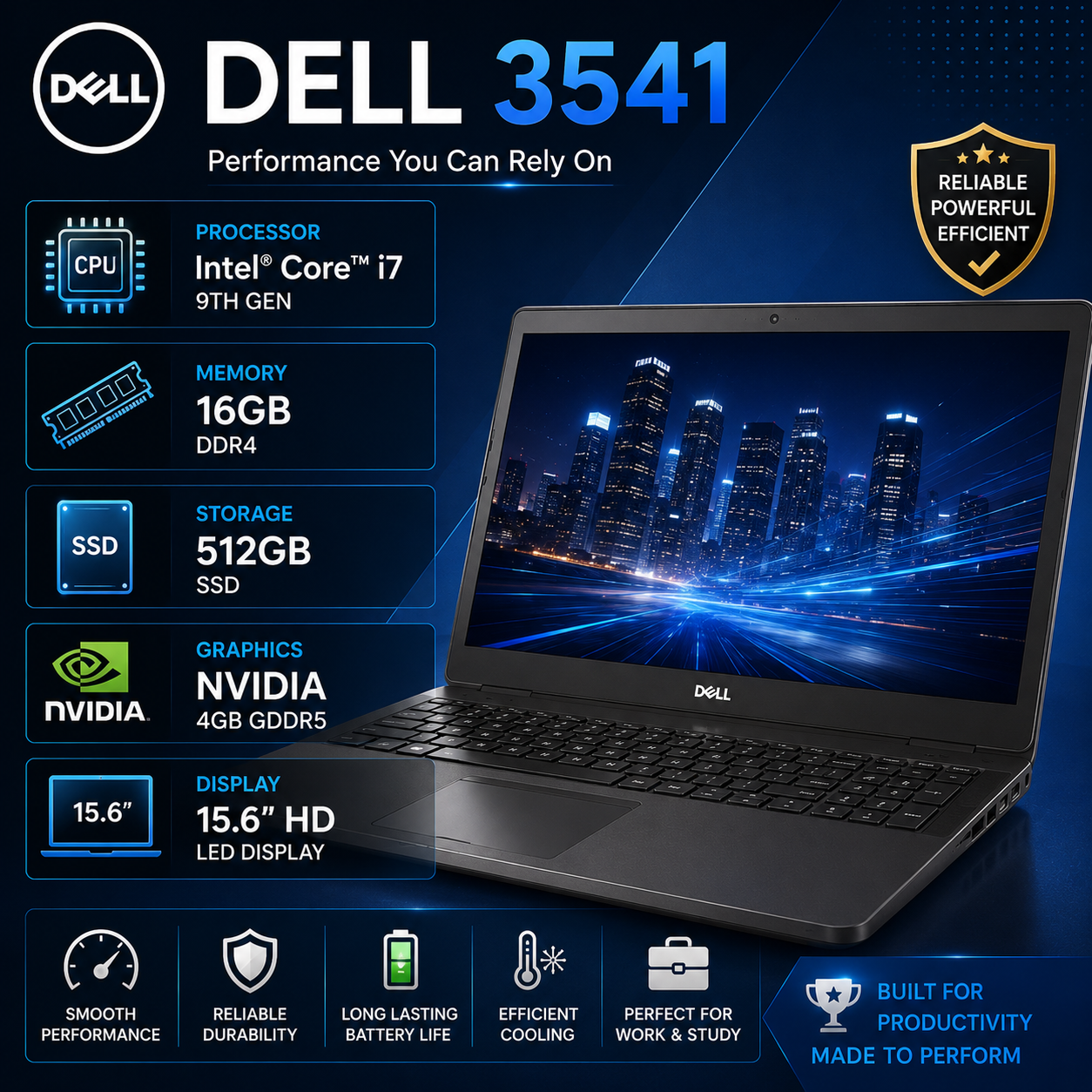 Dell Latitude 3541 Core i7 9H RAM 16GB SSD 512GB NVIDIA 4GB 15.6"