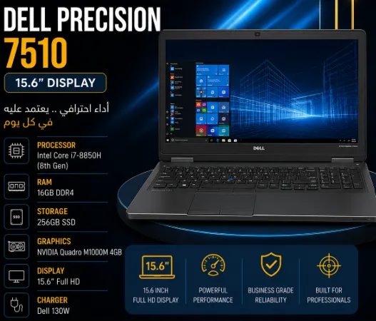 Dell Precision 7510 Core i7 8850H RAM 16GB SSD 256GB NVIDIA 4GB 15.6"