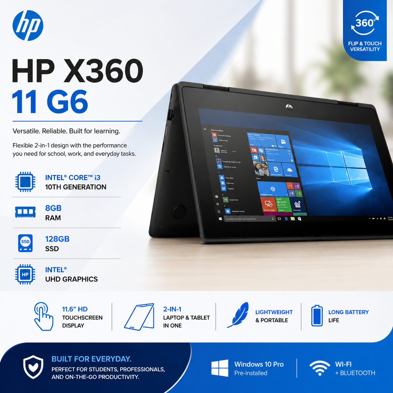 HP Pro x360 11 G6 EE Core i3 10th Gen RAM 8GB SSD 128GB Intel Graphics 11.6"